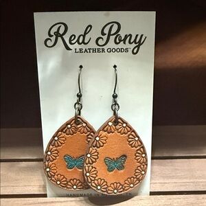Brown Earrings with Butterfly Design